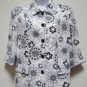 NAVY & WHITE LINEN BLEND JACKET SZ M